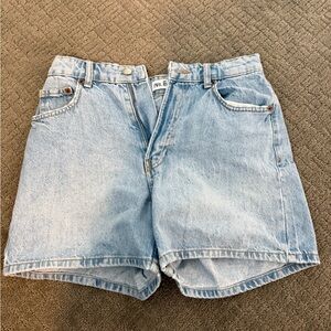 Zara Light Wash Denim High-Waist Shorts